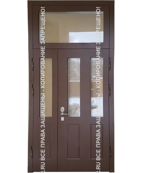 Стальная подъездная дверь МДФ со стеклом 1118 Стальная подъездная дверь МДФ со стеклом 1118